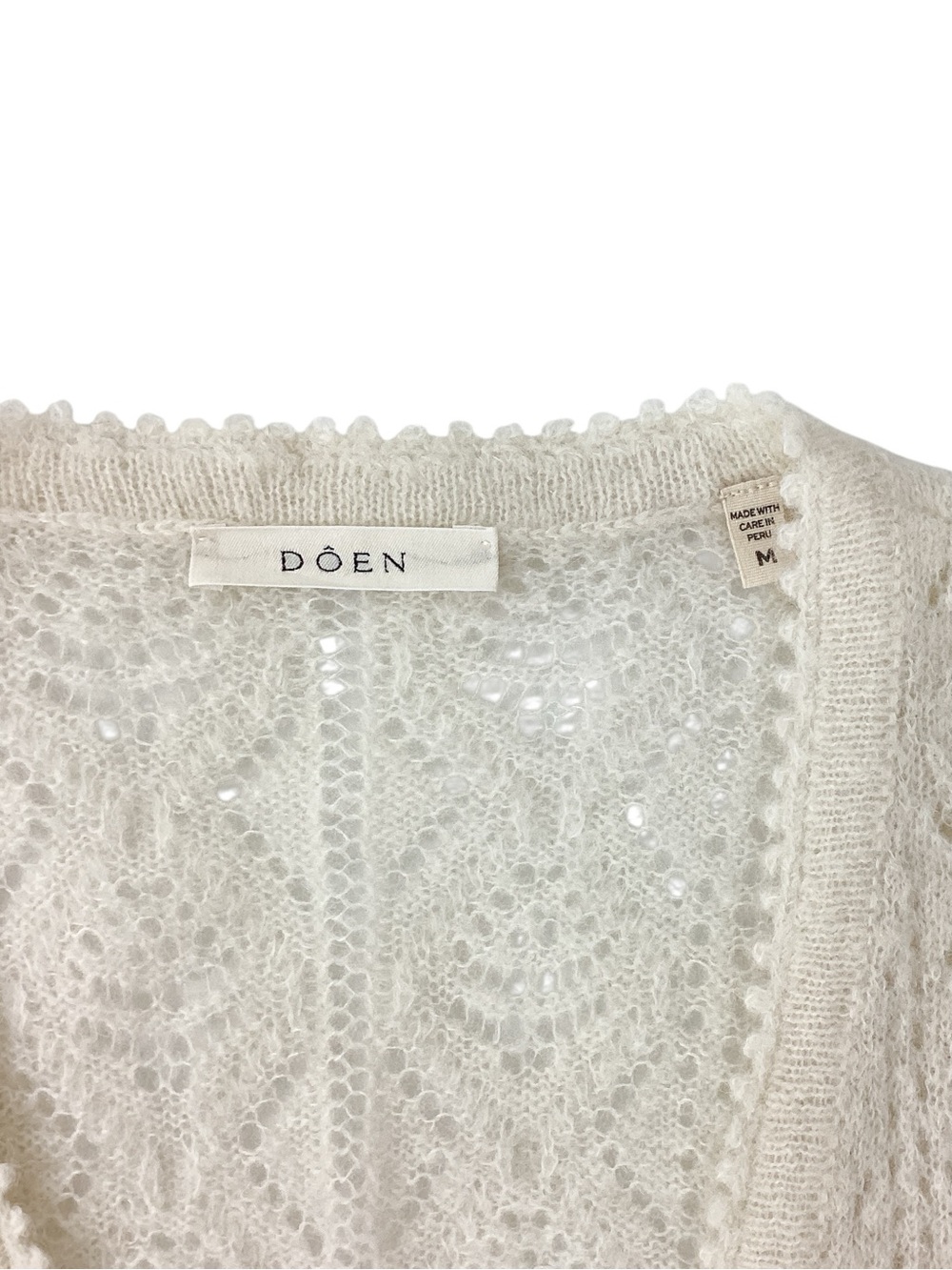 Doen Chandel Cardigan Size Medium Ivory Pointelle Knit Alpaca Blend Sweater - Picture 4 of 8